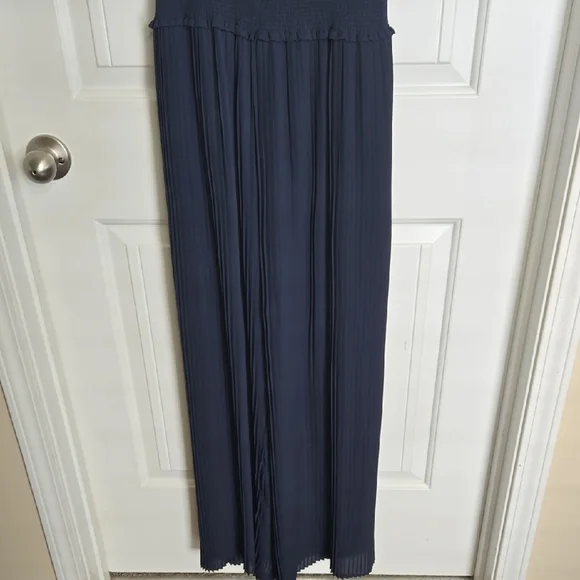 Nanette Lepore Navy Blue Sleeveless Jumpsuit Accordion Pleated Wide Leg Holiday - Picture 4 of 8